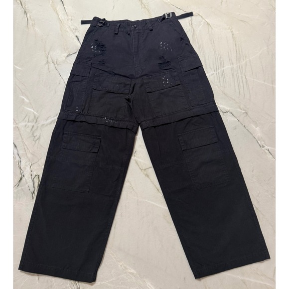 Other - Balenciaga Unisex XS Convertible Cargo Pants Distressed Paint Splatter Utility